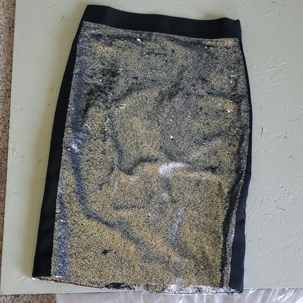 Black and silver sequin skirt